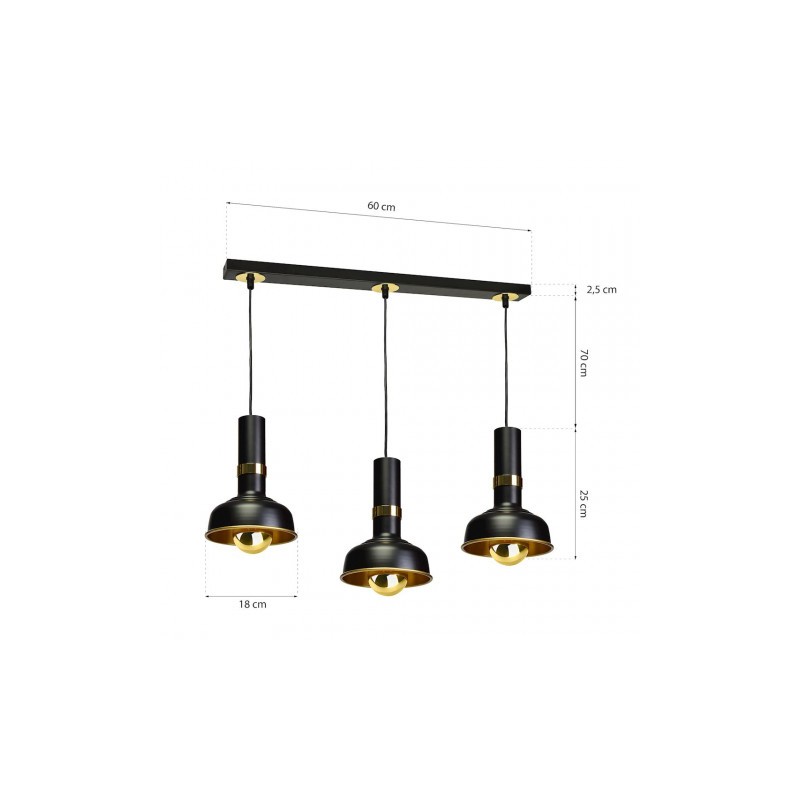 Lampa wisząca MARGO BLACK/GOLD 3xE27