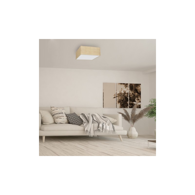 Lampa sufitowa MARSHALL WHITE / RATTAN 3xE27