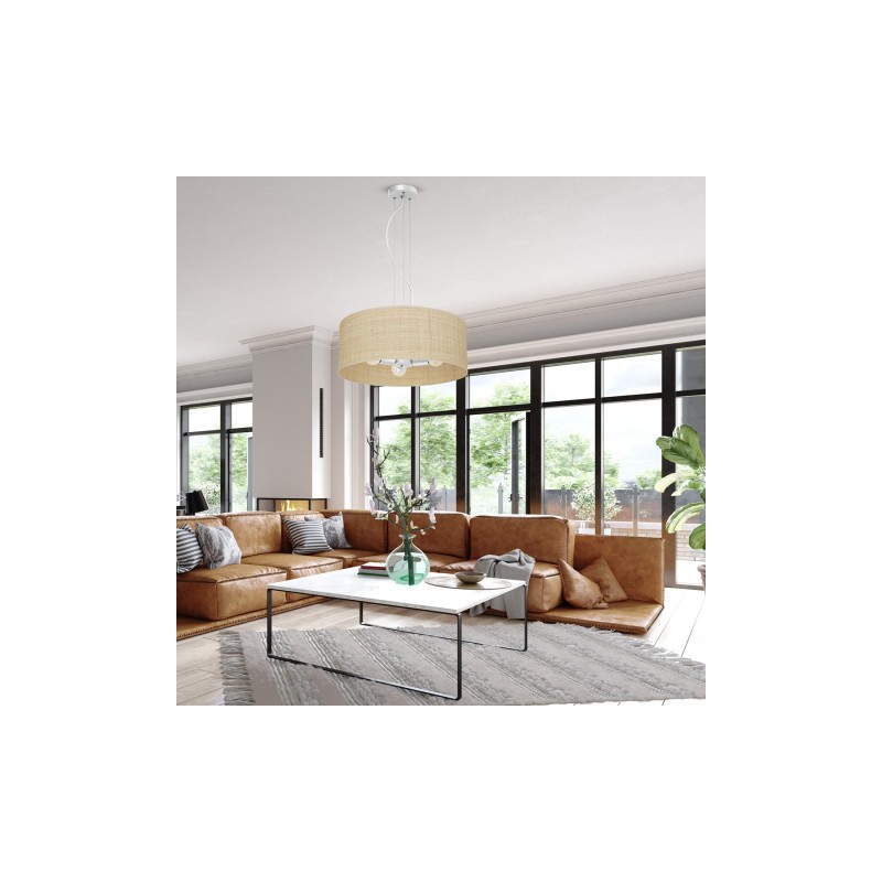 Lampa wisząca MARSHALL WHITE / RATTAN 3xE27
