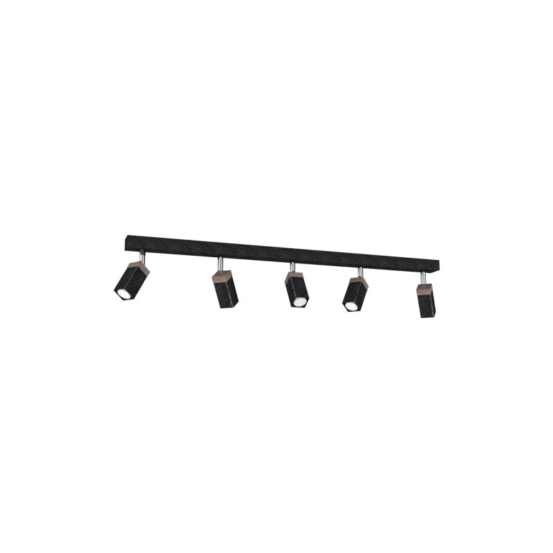 Lampa sufitowa SOLO SAWN BLACK / PATINATED WOOD 5x mini GU10