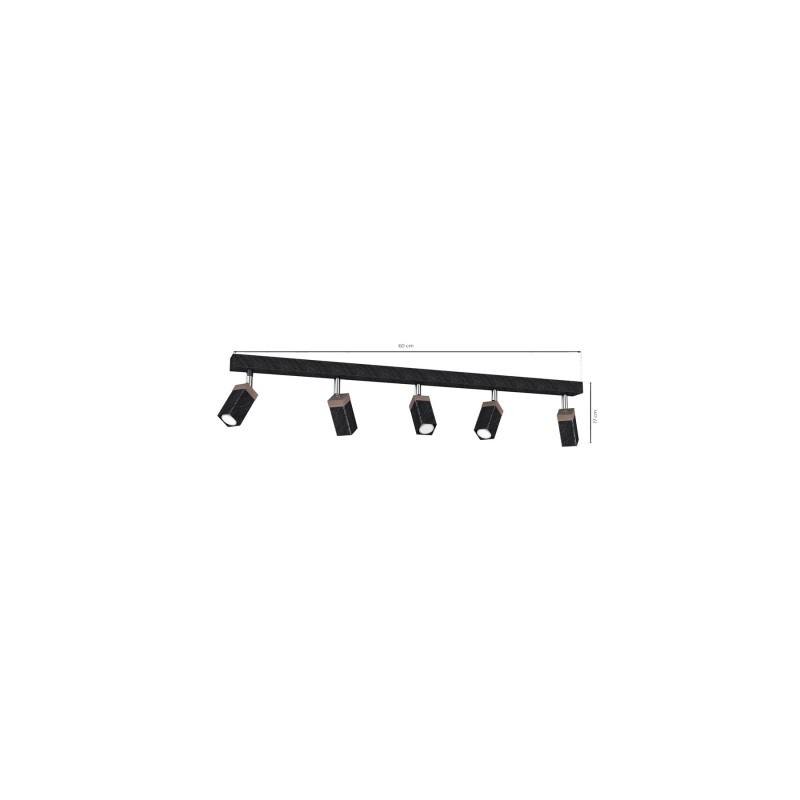 Lampa sufitowa SOLO SAWN BLACK / PATINATED WOOD 5x mini GU10