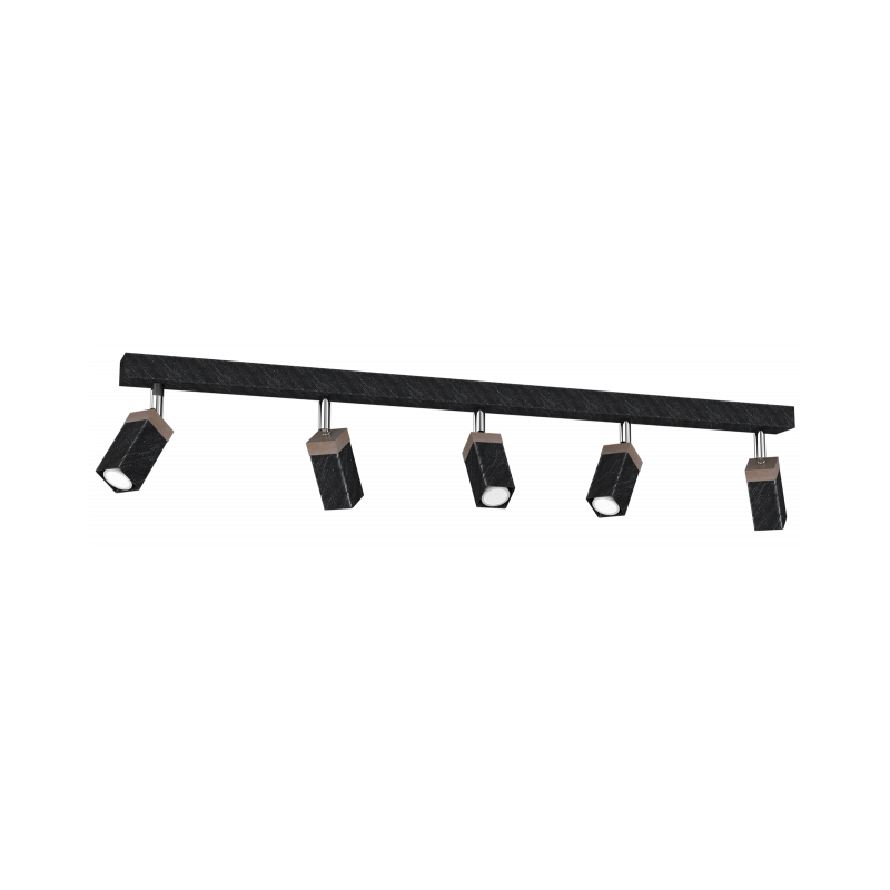 Lampa sufitowa SOLO SAWN BLACK / PATINATED WOOD 5x mini GU10