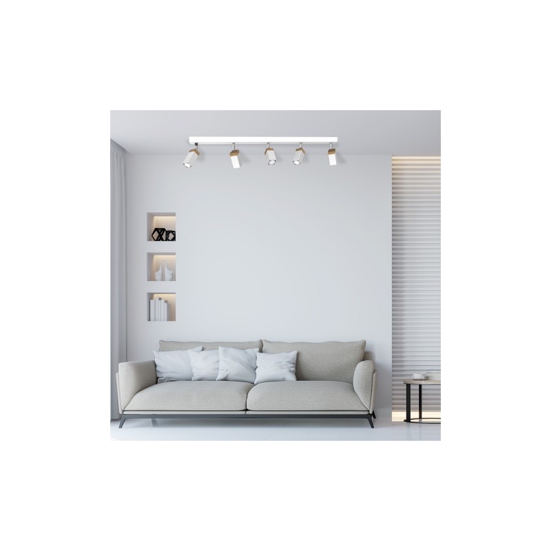Lampa sufitowa SOLO SAWN WHITE / PATINATED WOOD 5x mini GU10