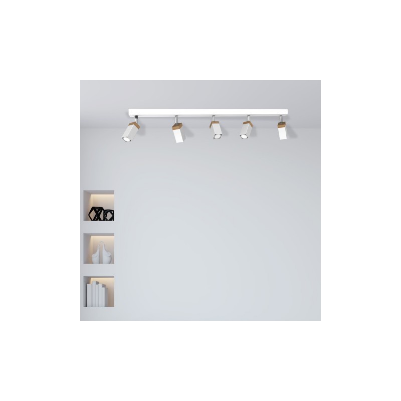 Lampa sufitowa SOLO SAWN WHITE / PATINATED WOOD 5x mini GU10