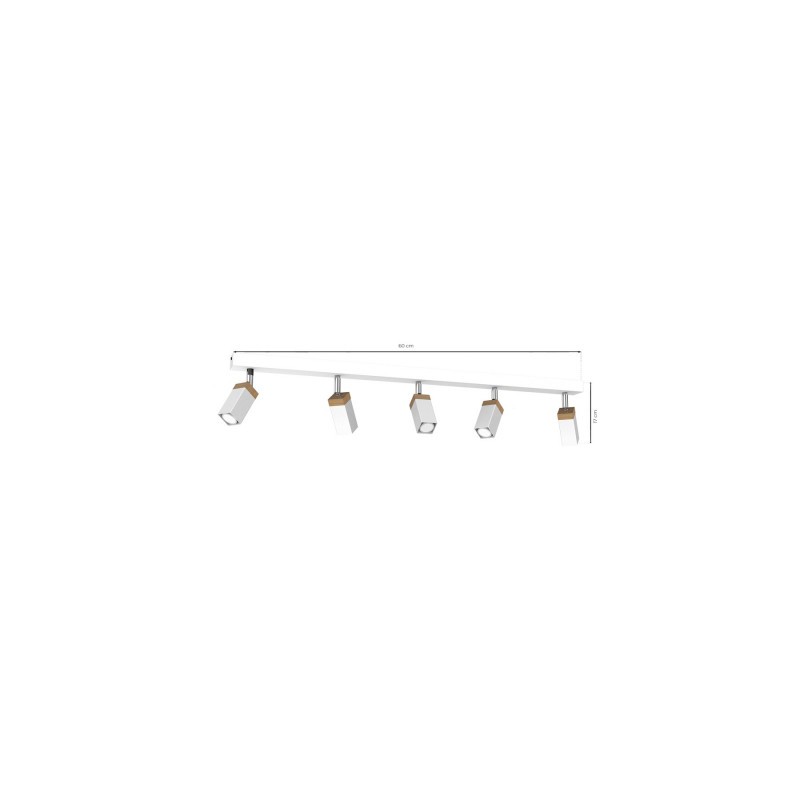 Lampa sufitowa SOLO SAWN WHITE / PATINATED WOOD 5x mini GU10