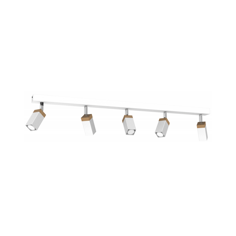 Lampa sufitowa SOLO SAWN WHITE / PATINATED WOOD 5x mini GU10