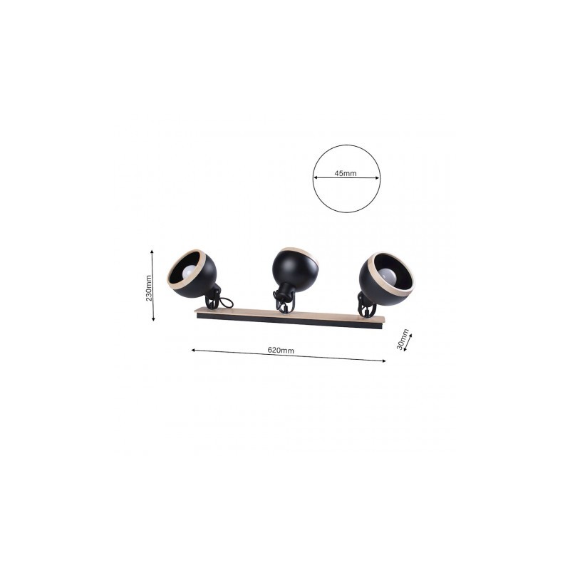 Lampa sufitowa OVAL BLACK 3xE27