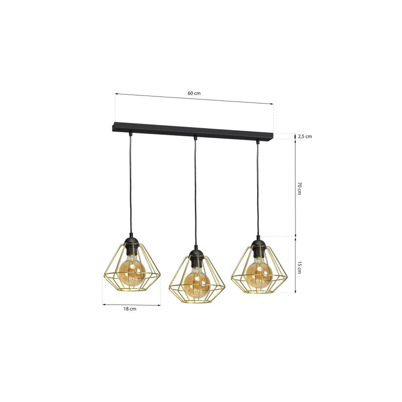 Lampa wisząca LUPO BLACK/GOLD 3xE27
