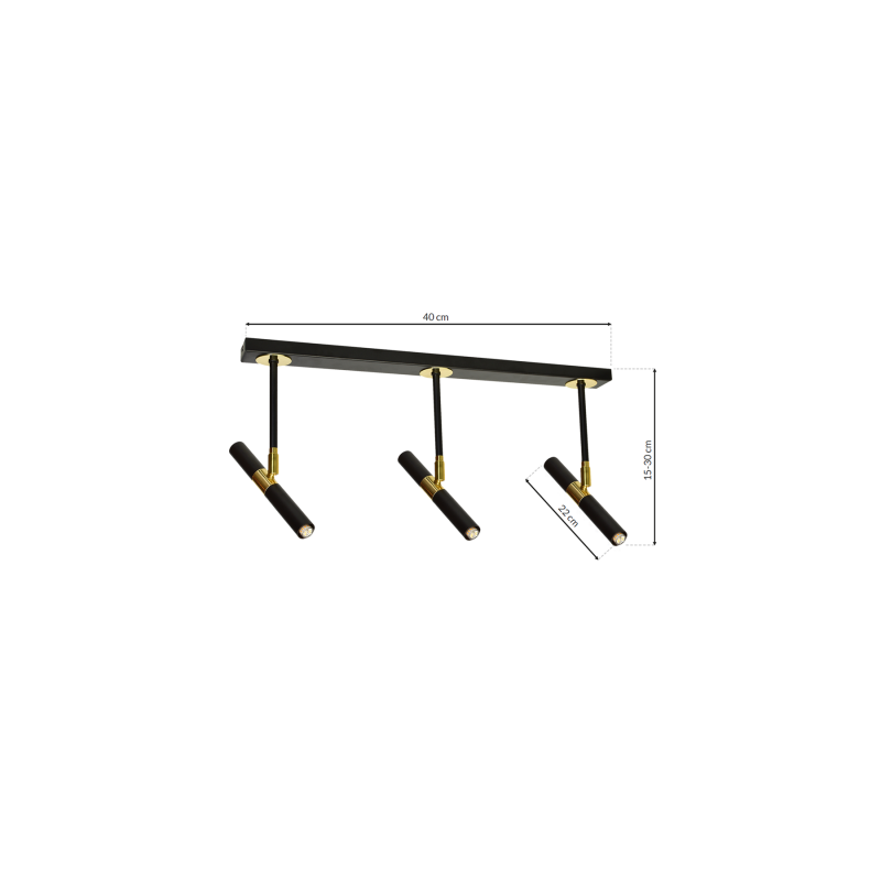 Lampa sufitowa MONZA BLACK / GOLD 3xG9 8W