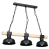 Lampa wisząca FARO CZARNA / NATURALNE DREWNO 3xE27 60W