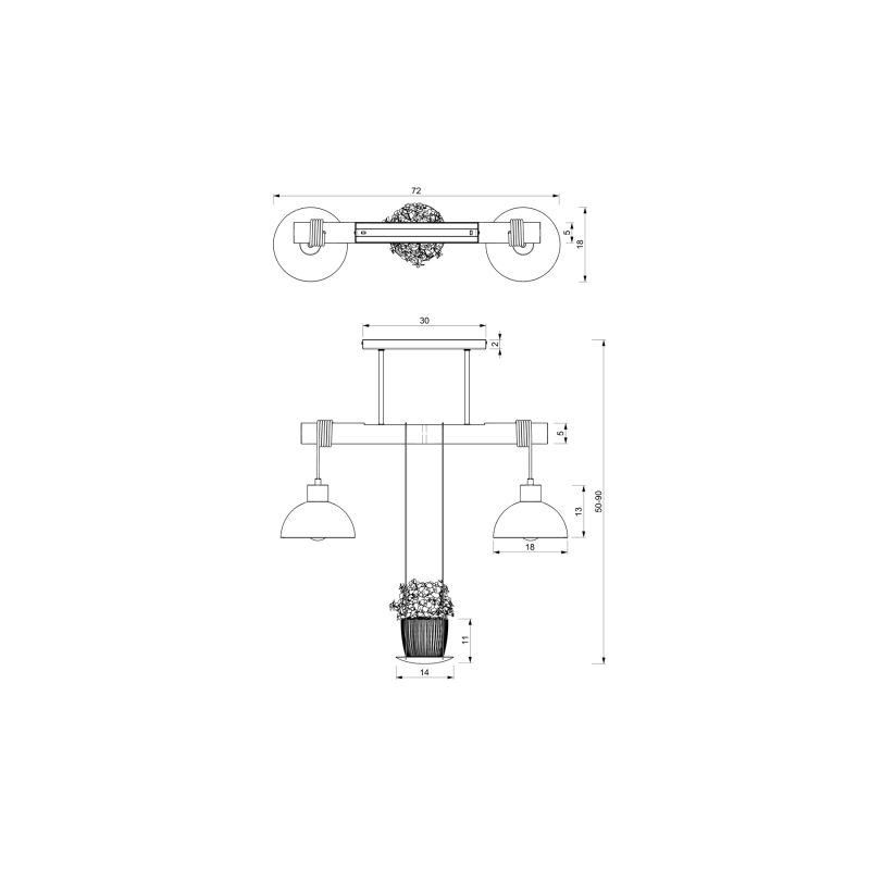 Lampa wisząca PIANTA 2xE27