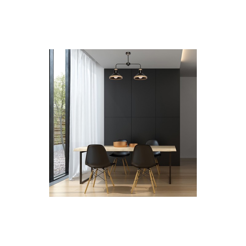 Lampa sufitowa SALMA BLACK / WOOD 2xE27 60W