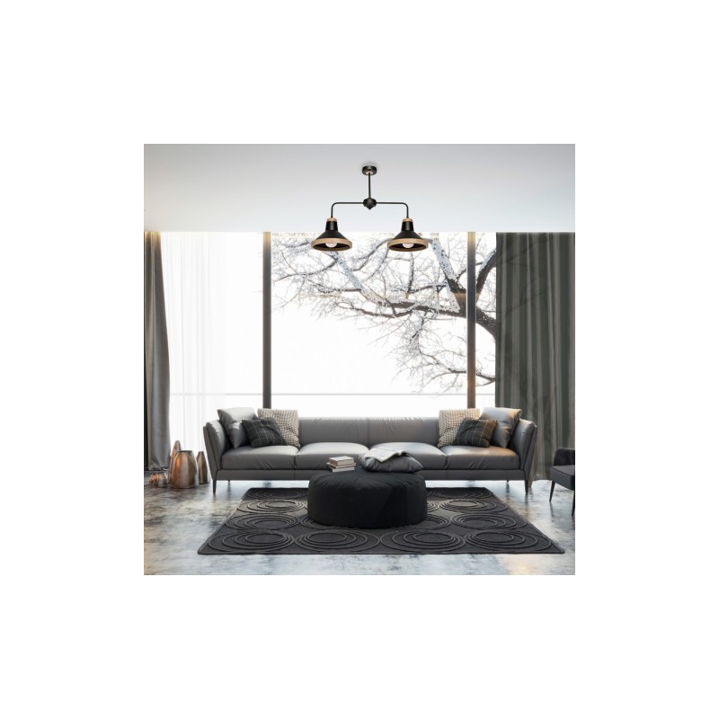 Lampa sufitowa SALMA BLACK / WOOD 2xE27 60W