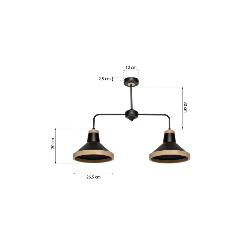 Lampa sufitowa SALMA BLACK / WOOD 2xE27 60W