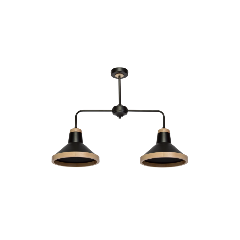 Lampa sufitowa SALMA BLACK / WOOD 2xE27 60W
