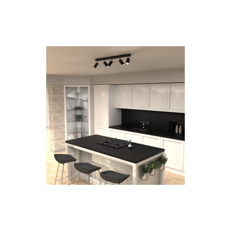 Lampa sufitowa PRESTON BLACK/CHROME 5x mini GU10