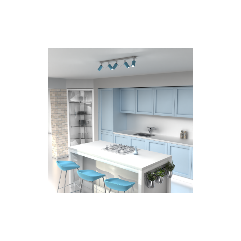 Lampa sufitowa PRESTON BLUE/WHITE 5x mini GU10