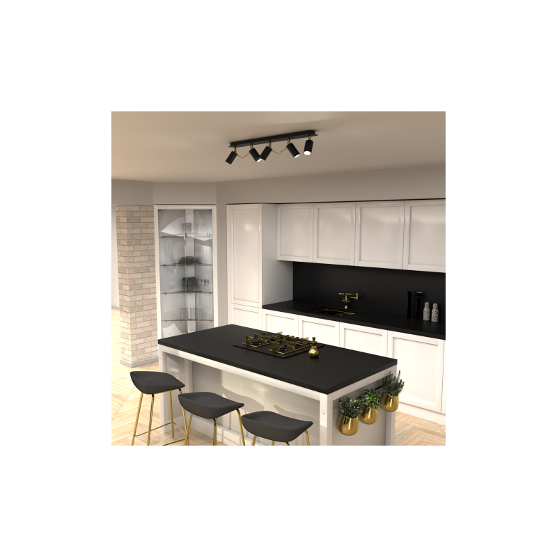 Lampa sufitowa PRESTON GOLD/BLACK 5x mini GU10