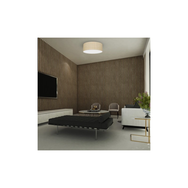 Lampa sufitowa MARSHALL WHITE / RATTAN 2xE27