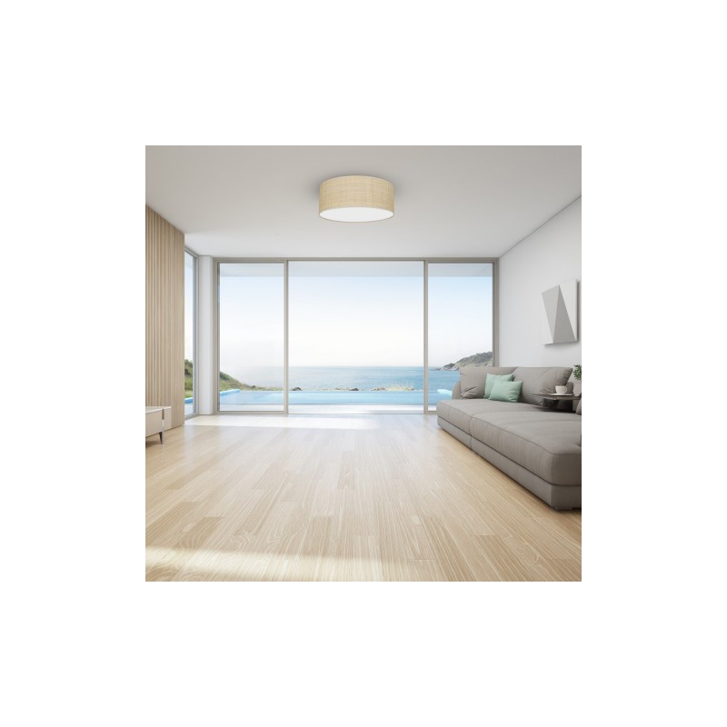 Lampa sufitowa MARSHALL WHITE / RATTAN 2xE27