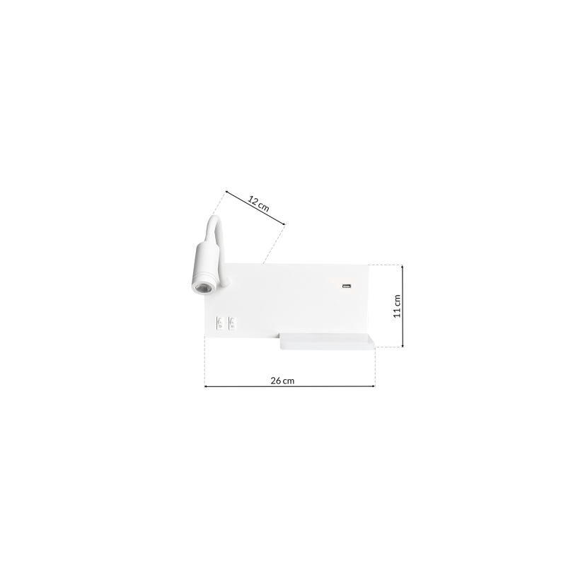 Biała LED lampka nocna z półką SHELF 4W+5W+2W 4000K