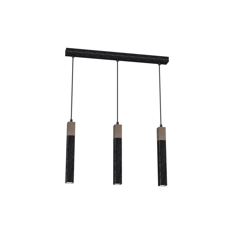 Lampa wisząca SOLO SAWN BLACK / PATINATED WOOD 3x mini GU10