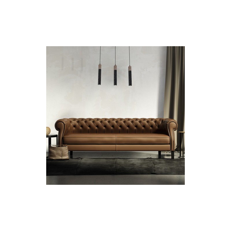 Lampa wisząca SOLO SAWN BLACK / PATINATED WOOD 3x mini GU10