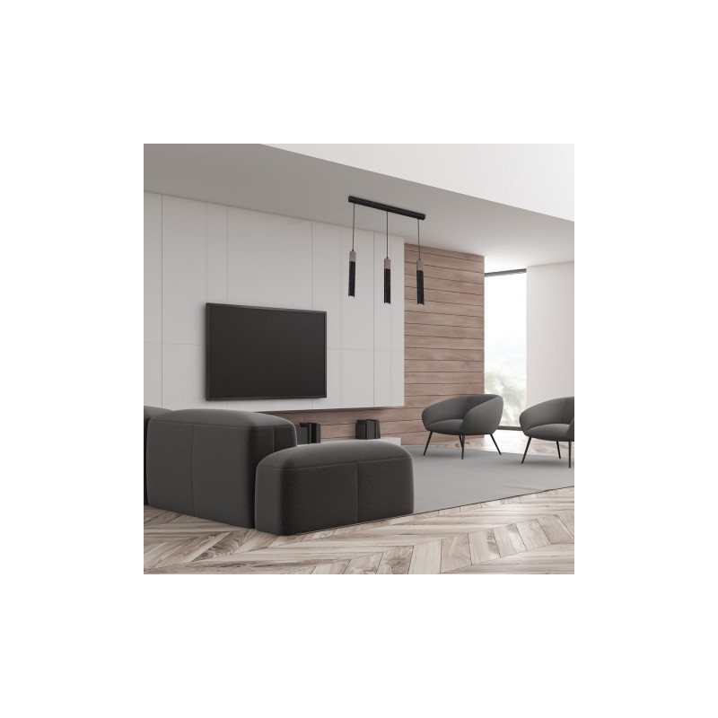 Lampa wisząca SOLO SAWN BLACK / PATINATED WOOD 3x mini GU10