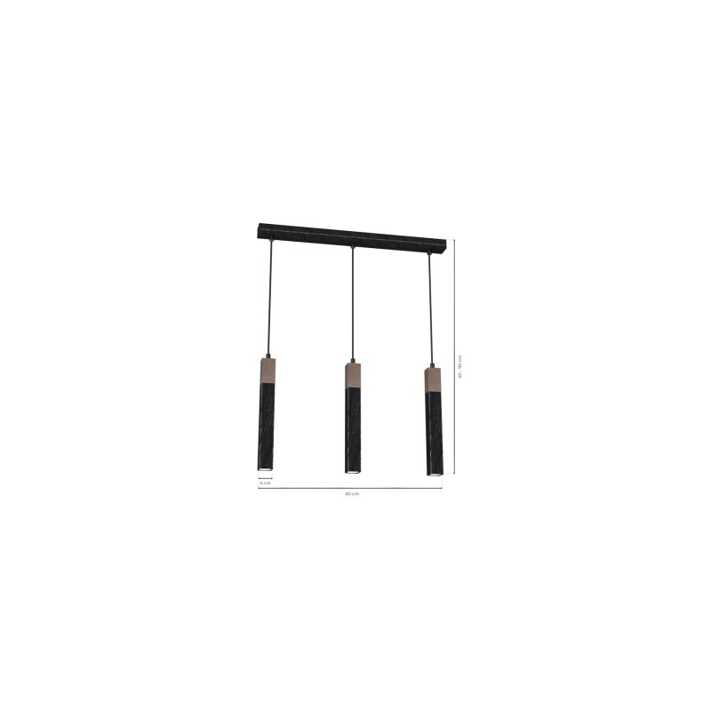 Lampa wisząca SOLO SAWN BLACK / PATINATED WOOD 3x mini GU10