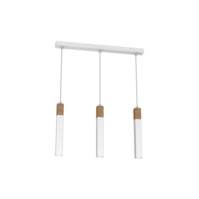 Lampa wisząca SOLO SAWN WHITE / PATINATED WOOD 3x mini GU10