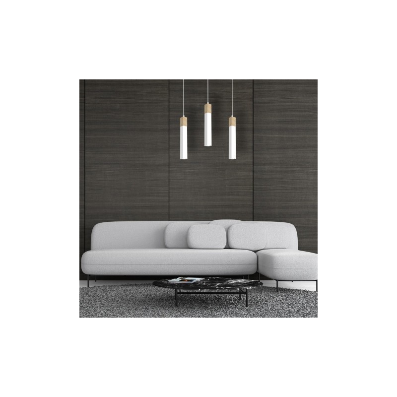 Lampa wisząca SOLO SAWN WHITE / PATINATED WOOD 3x mini GU10