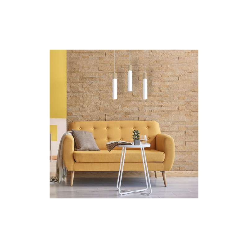 Lampa wisząca SOLO SAWN WHITE / PATINATED WOOD 3x mini GU10