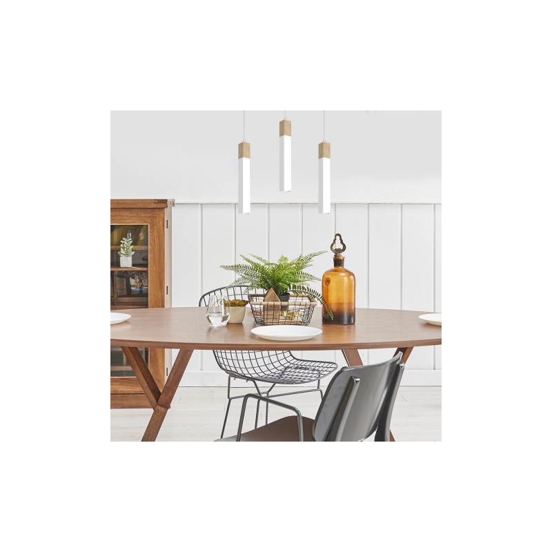 Lampa wisząca SOLO SAWN WHITE / PATINATED WOOD 3x mini GU10