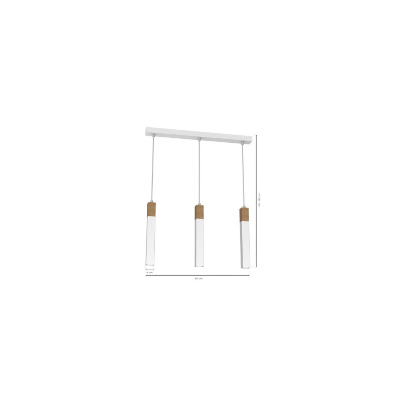 Lampa wisząca SOLO SAWN WHITE / PATINATED WOOD 3x mini GU10