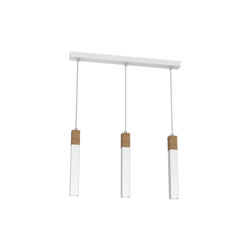 Lampa wisząca SOLO SAWN WHITE / PATINATED WOOD 3x mini GU10