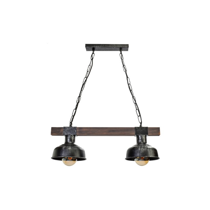 Lampa wisząca FARO BLACK / WOOD 2xE27 60W