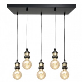 Lampa wisząca EDISON CZARNY/MOSIĄDZ 5xE27