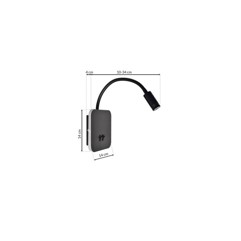 Czarny kinkiet LED 8W+2W BASE - 4000K