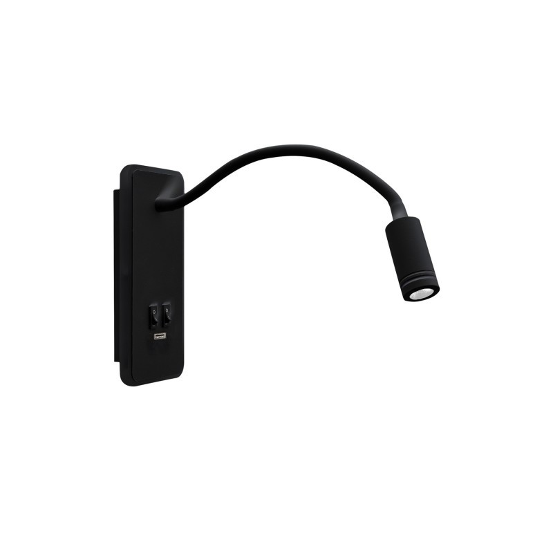 Czarny kinkiet ścienny LED 8w+2W BASE - 4000K