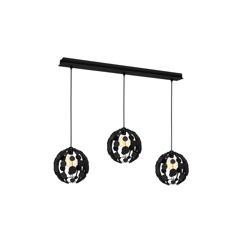 Lampa wisząca GAIA BLACK / WOOD 3xE27 60W