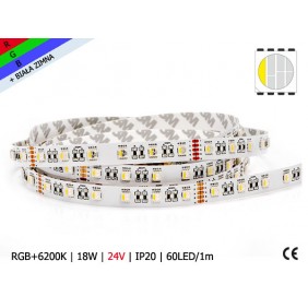 Taśma LED RGB+6200K | 4in1 | 18W | 24V | IP20 | 300LED | 5m | PROF+