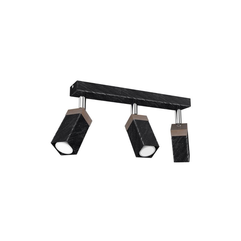 Lampa sufitowa SOLO SAWN BLACK / PATINATED WOOD 3x mini GU10