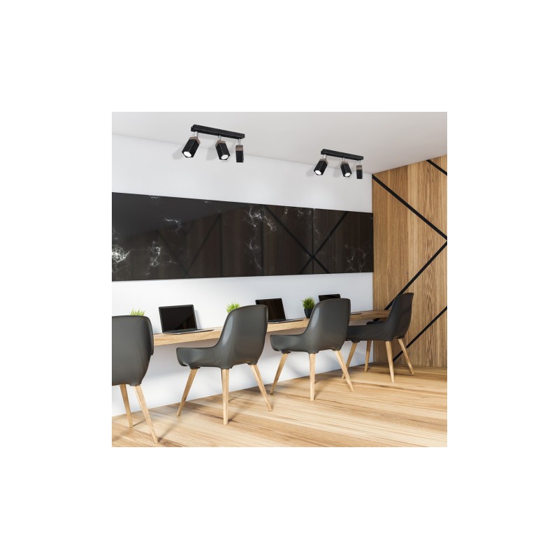 Lampa sufitowa SOLO SAWN BLACK / PATINATED WOOD 3x mini GU10