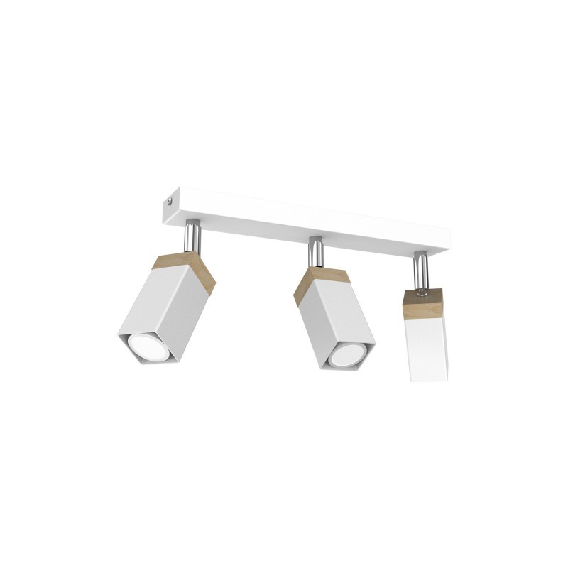 Lampa sufitowa SOLO SAWN WHITE / PATINATED WOOD 3x mini GU10