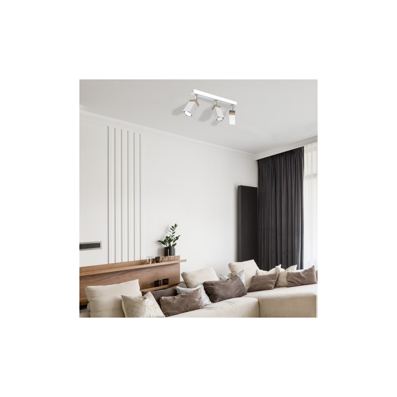 Lampa sufitowa SOLO SAWN WHITE / PATINATED WOOD 3x mini GU10