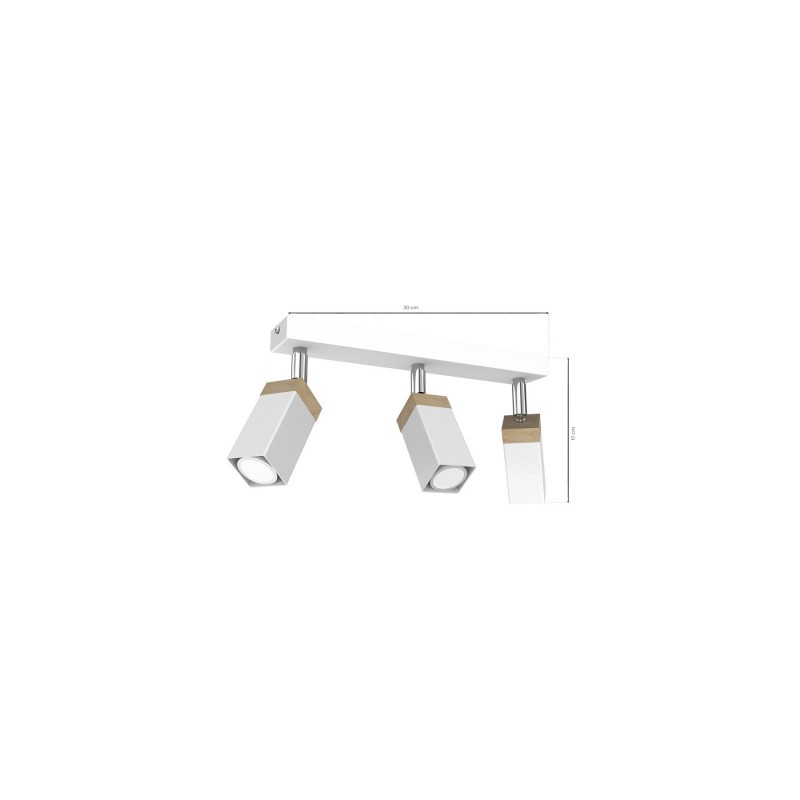 Lampa sufitowa SOLO SAWN WHITE / PATINATED WOOD 3x mini GU10