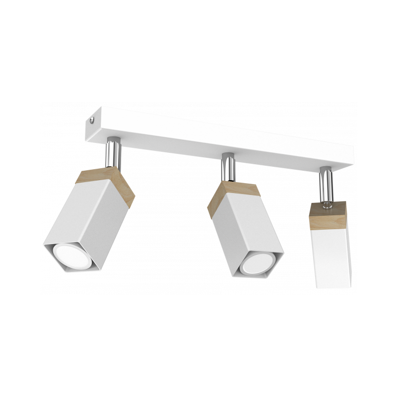 Lampa sufitowa SOLO SAWN WHITE / PATINATED WOOD 3x mini GU10