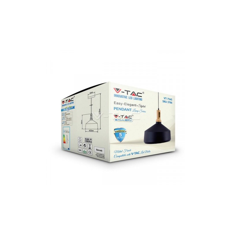 Oprawa Wisząca V-TAC Modern Czarny Drewno VT-75456