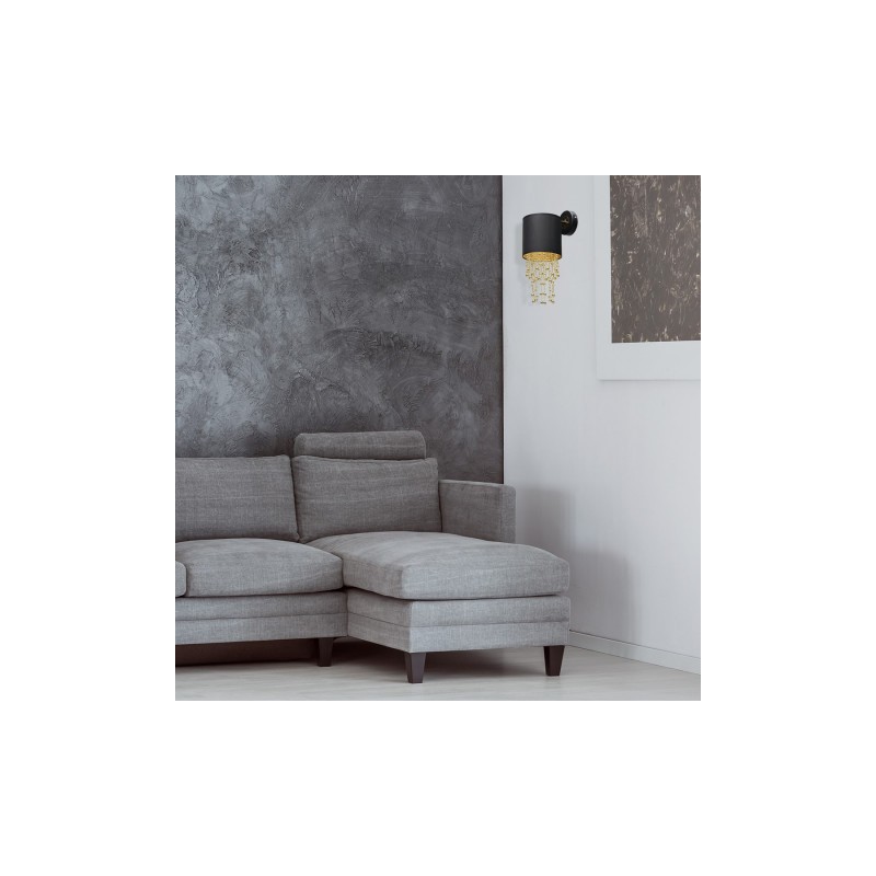 Kinkiet glamour czarny ALMERIA 1xE27