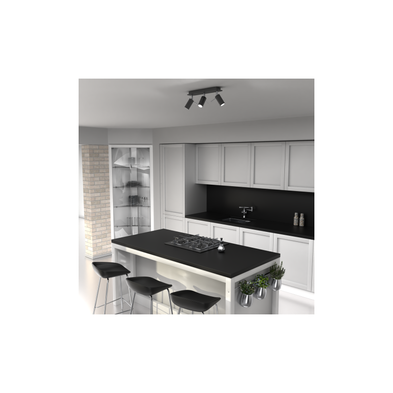 Lampa sufitowa PRESTON BLACK/CHROME 3x mini GU10